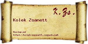 Kolek Zsanett névjegykártya